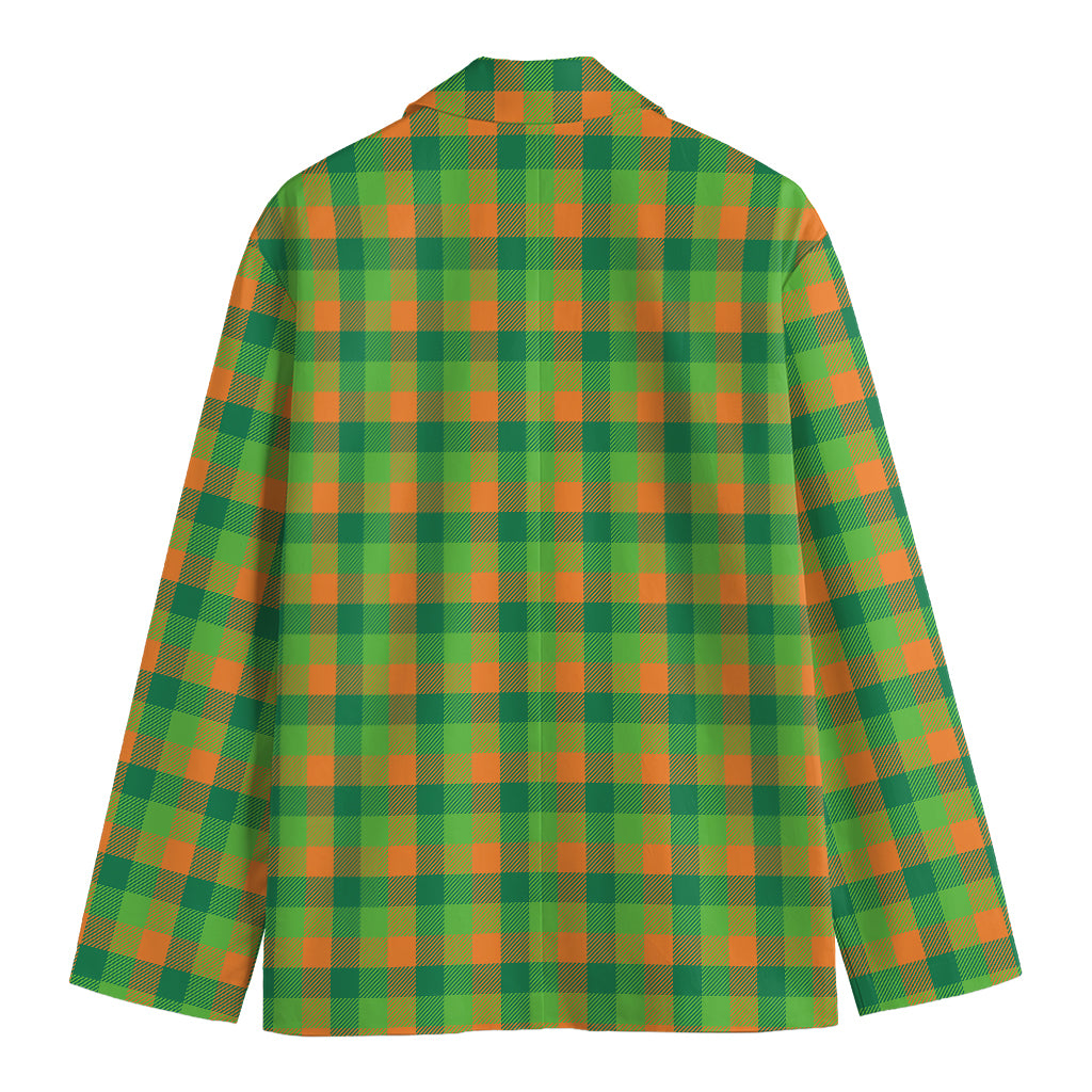 Shamrock Plaid St. Patrick's Day Print Men's Cotton Blazer