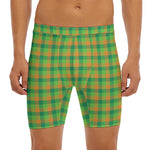 Shamrock Plaid St. Patrick's Day Print Men's Long Boxer Briefs