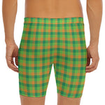 Shamrock Plaid St. Patrick's Day Print Men's Long Boxer Briefs