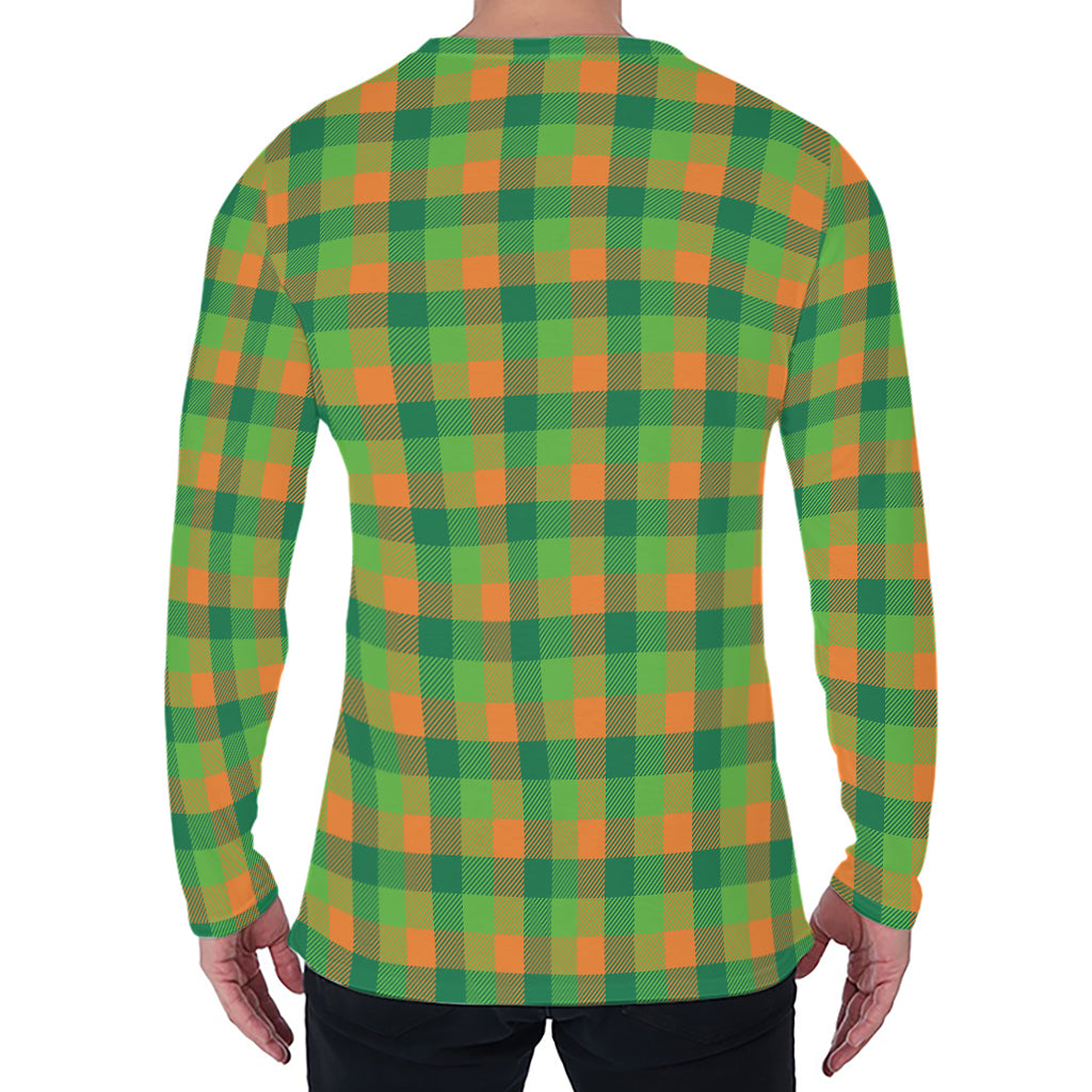 Shamrock Plaid St. Patrick's Day Print Men's Long Sleeve T-Shirt
