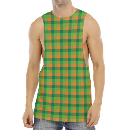 Shamrock Plaid St. Patrick's Day Print Men's Muscle Tank Top