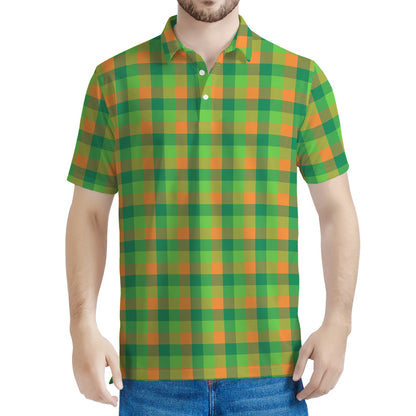 Shamrock Plaid St. Patrick's Day Print Men's Polo Shirt