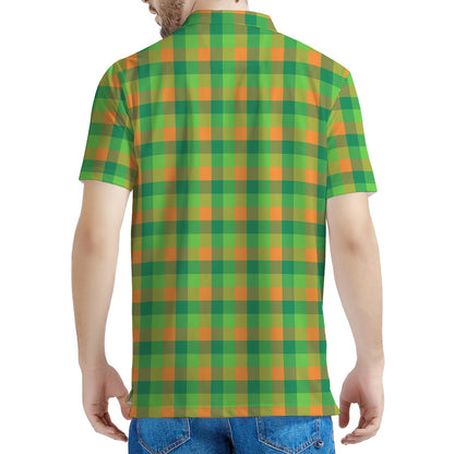 Shamrock Plaid St. Patrick's Day Print Men's Polo Shirt