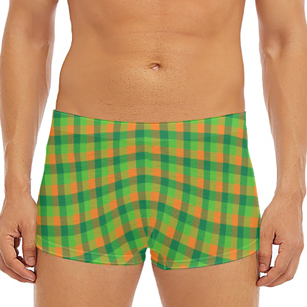 Shamrock Plaid St. Patrick's Day Print Men's Short Boxer Briefs