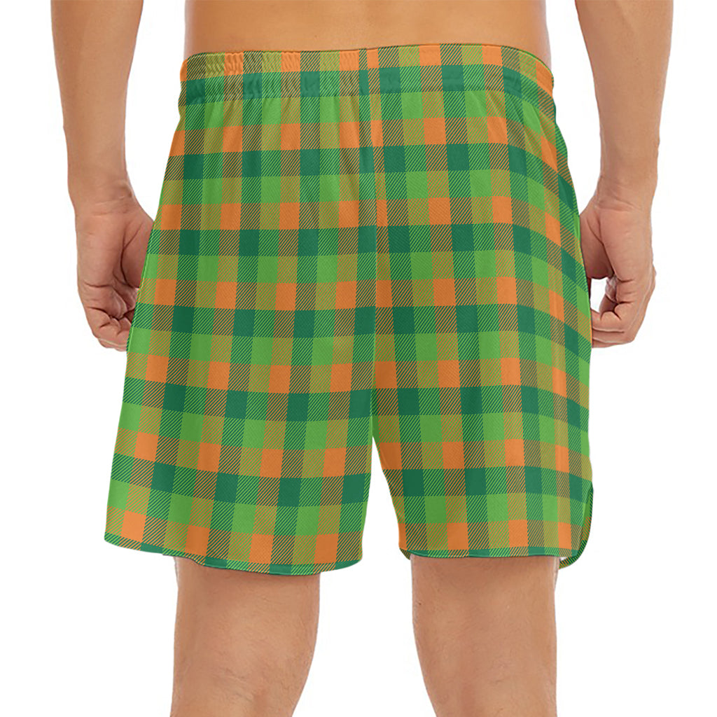 Shamrock Plaid St. Patrick's Day Print Men's Split Running Shorts