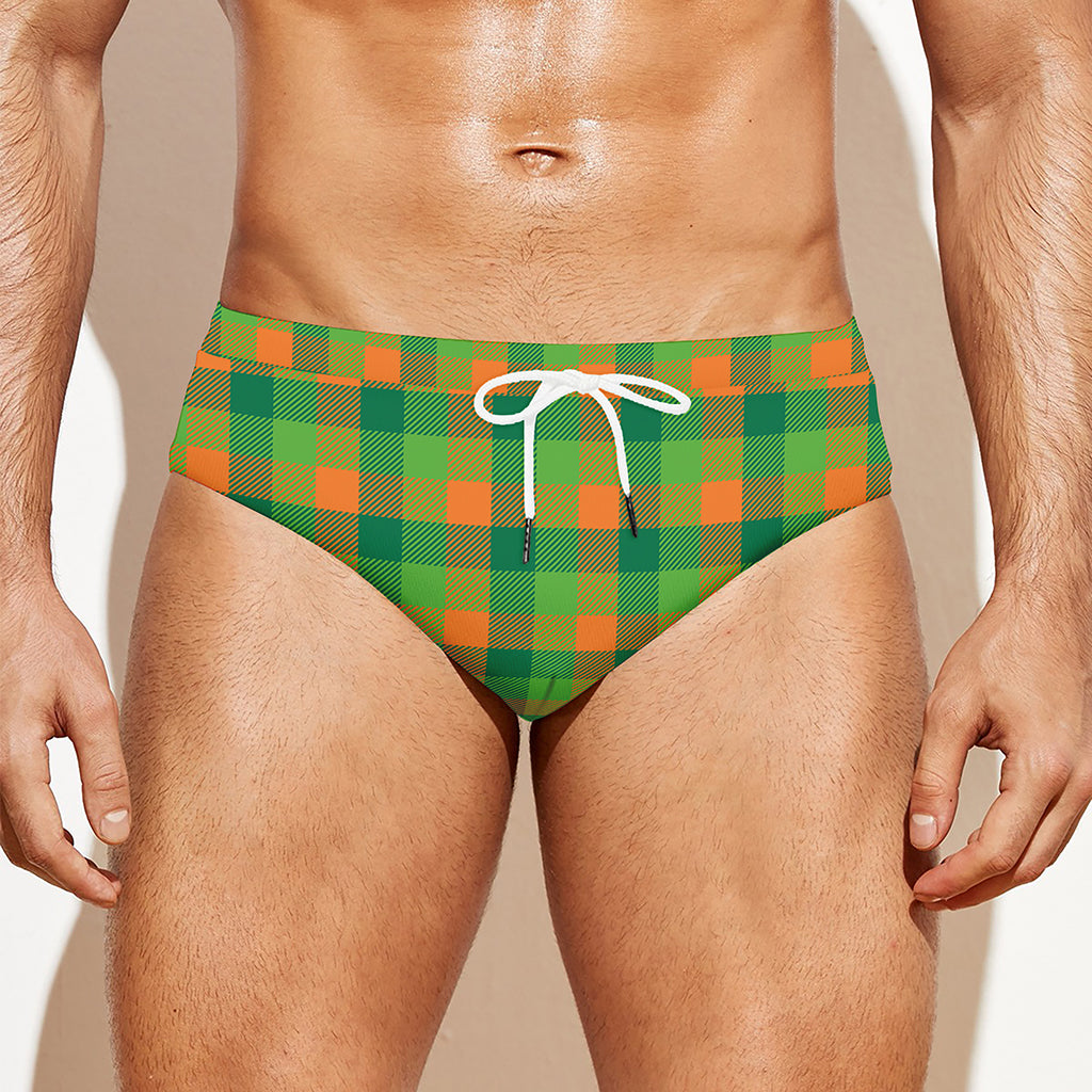 Shamrock Plaid St. Patrick's Day Print Men's Swim Briefs