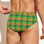 Shamrock Plaid St. Patrick's Day Print Men's Swim Briefs