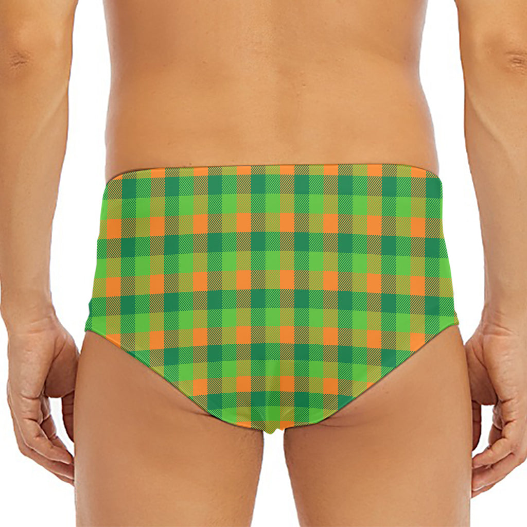 Shamrock Plaid St. Patrick's Day Print Men's Triangle Swim Briefs