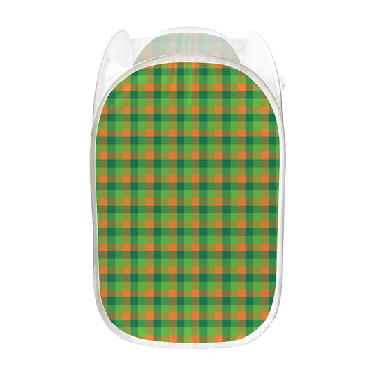 Shamrock Plaid St. Patrick's Day Print Mesh Laundry Hamper
