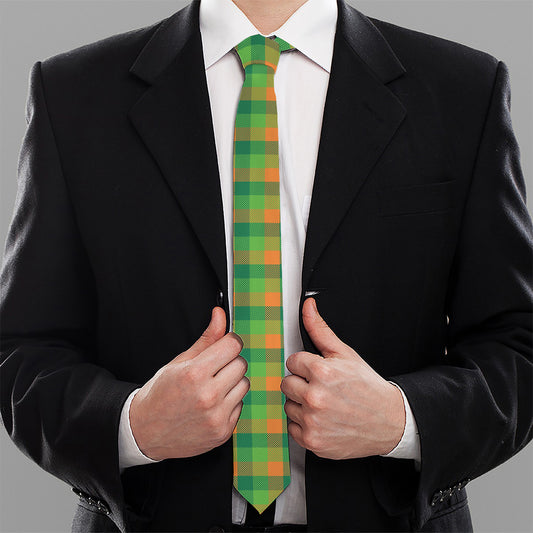 Shamrock Plaid St. Patrick's Day Print Necktie