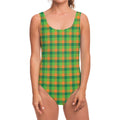 Shamrock Plaid St. Patrick's Day Print One Piece Swimsuit