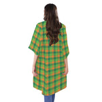 Shamrock Plaid St. Patrick's Day Print Open Front Beach Cover Up
