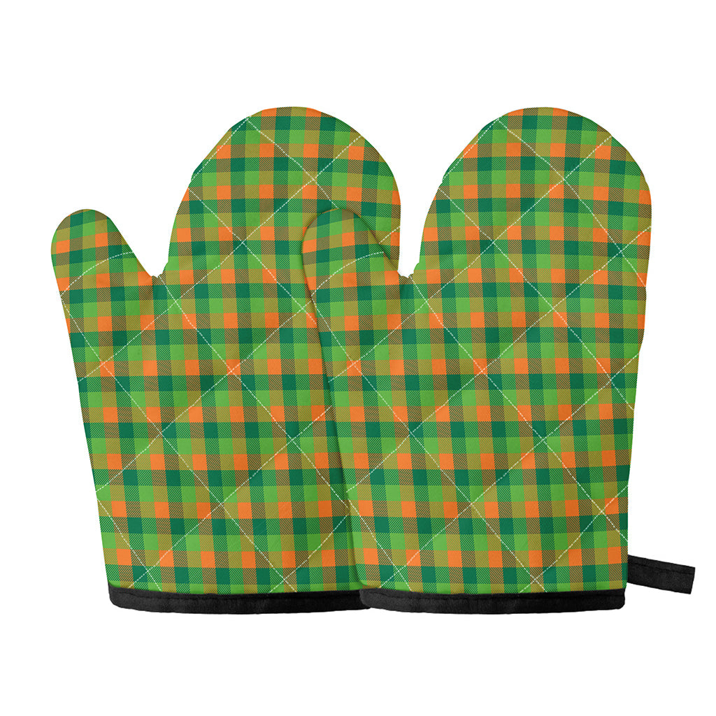 Shamrock Plaid St. Patrick's Day Print Oven Mitts