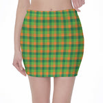 Shamrock Plaid St. Patrick's Day Print Pencil Mini Skirt