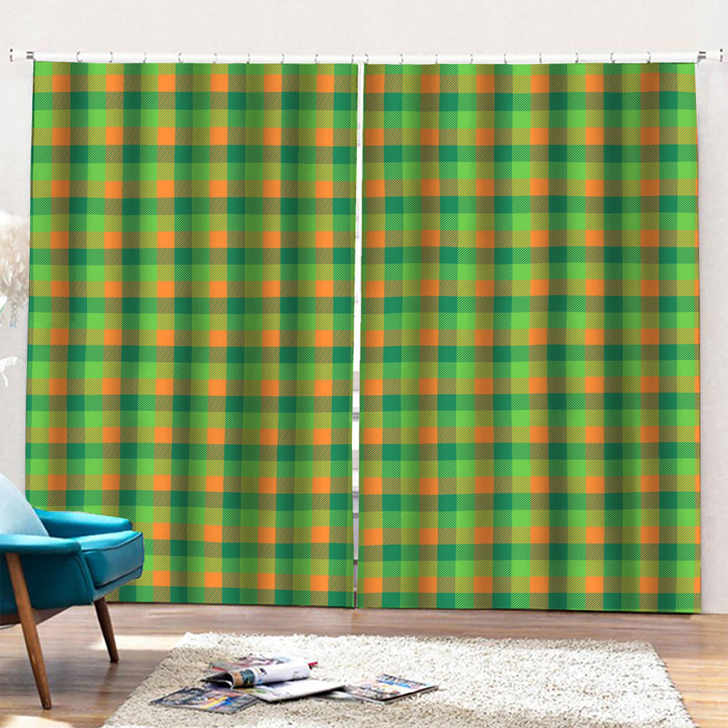 Shamrock Plaid St. Patrick's Day Print Pencil Pleat Curtains