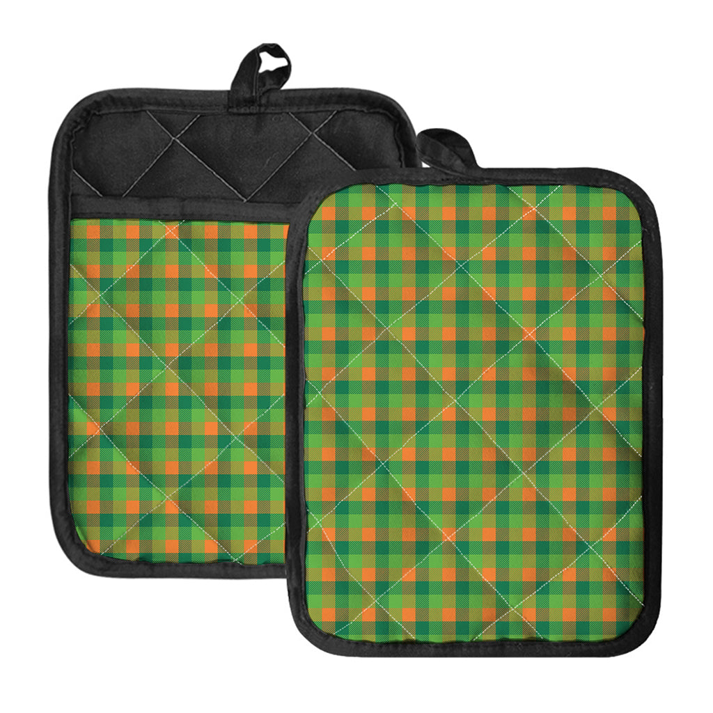 Shamrock Plaid St. Patrick's Day Print Pot Holders With Pocket