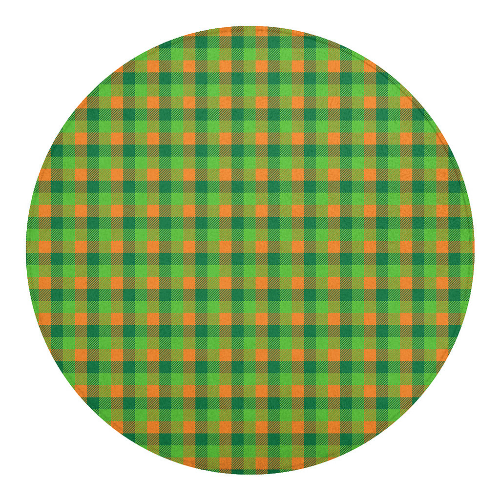 Shamrock Plaid St. Patrick's Day Print Round Blanket
