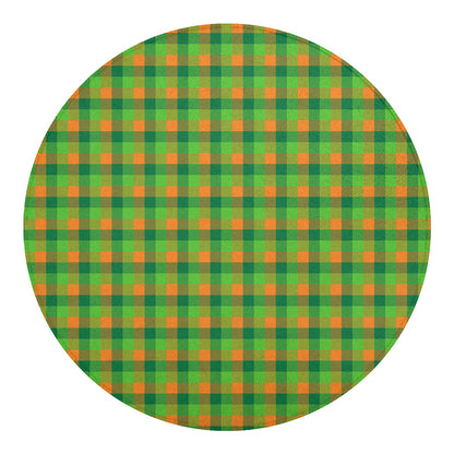 Shamrock Plaid St. Patrick's Day Print Round Blanket