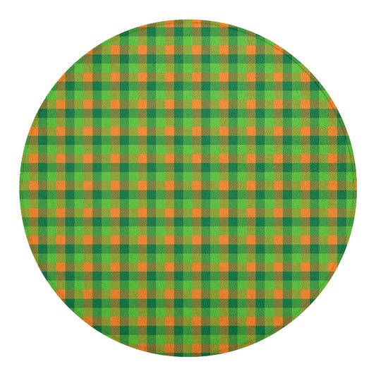 Shamrock Plaid St. Patrick's Day Print Round Blanket