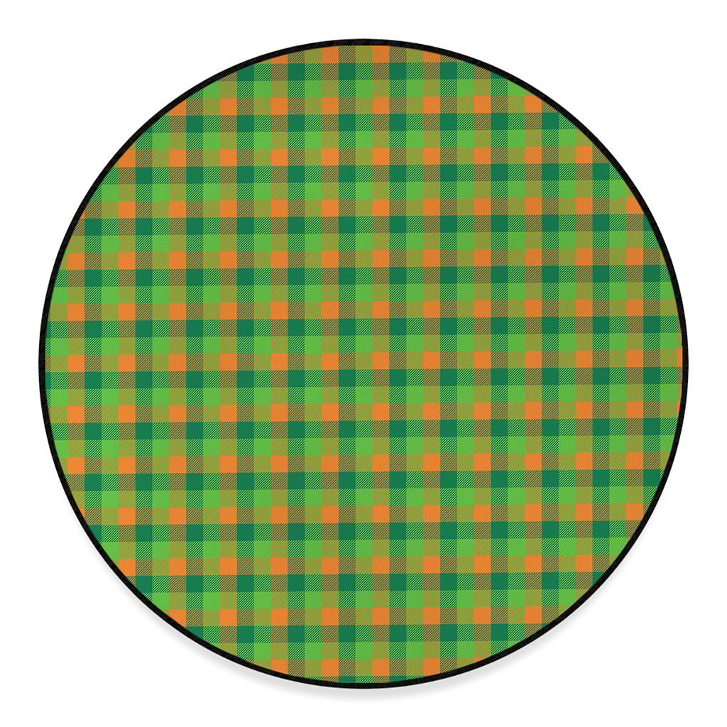 Shamrock Plaid St. Patrick's Day Print Round Floor Mat