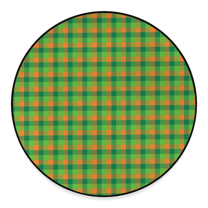 Shamrock Plaid St. Patrick's Day Print Round Floor Mat