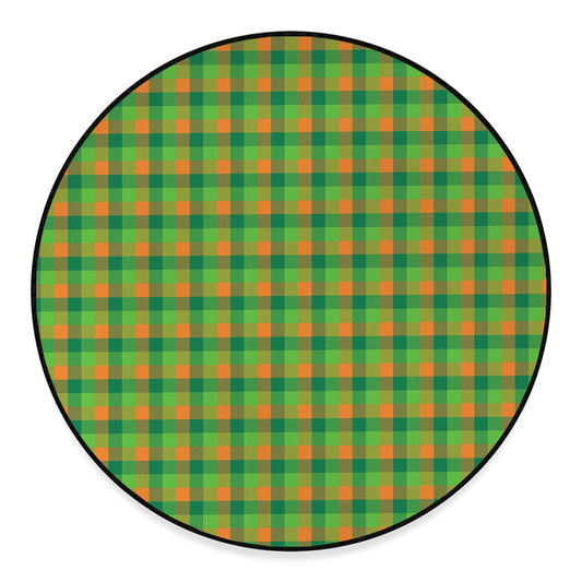 Shamrock Plaid St. Patrick's Day Print Round Floor Mat