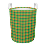 Shamrock Plaid St. Patrick's Day Print Round Laundry Basket