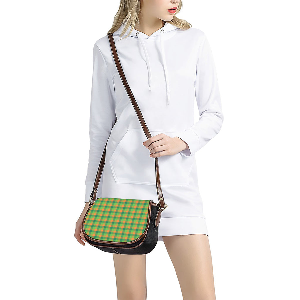 Shamrock Plaid St. Patrick's Day Print Saddle Bag