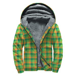 Shamrock Plaid St. Patrick's Day Print Sherpa Lined Zip Up Hoodie