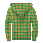 Shamrock Plaid St. Patrick's Day Print Sherpa Lined Zip Up Hoodie