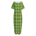 Shamrock Plaid St. Patrick's Day Print Short Sleeve Long Nightdress