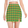 Shamrock Plaid St. Patrick's Day Print Side Slit Mini Skirt
