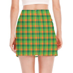 Shamrock Plaid St. Patrick's Day Print Side Slit Mini Skirt