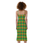 Shamrock Plaid St. Patrick's Day Print Slim Fit Midi Cami Dress