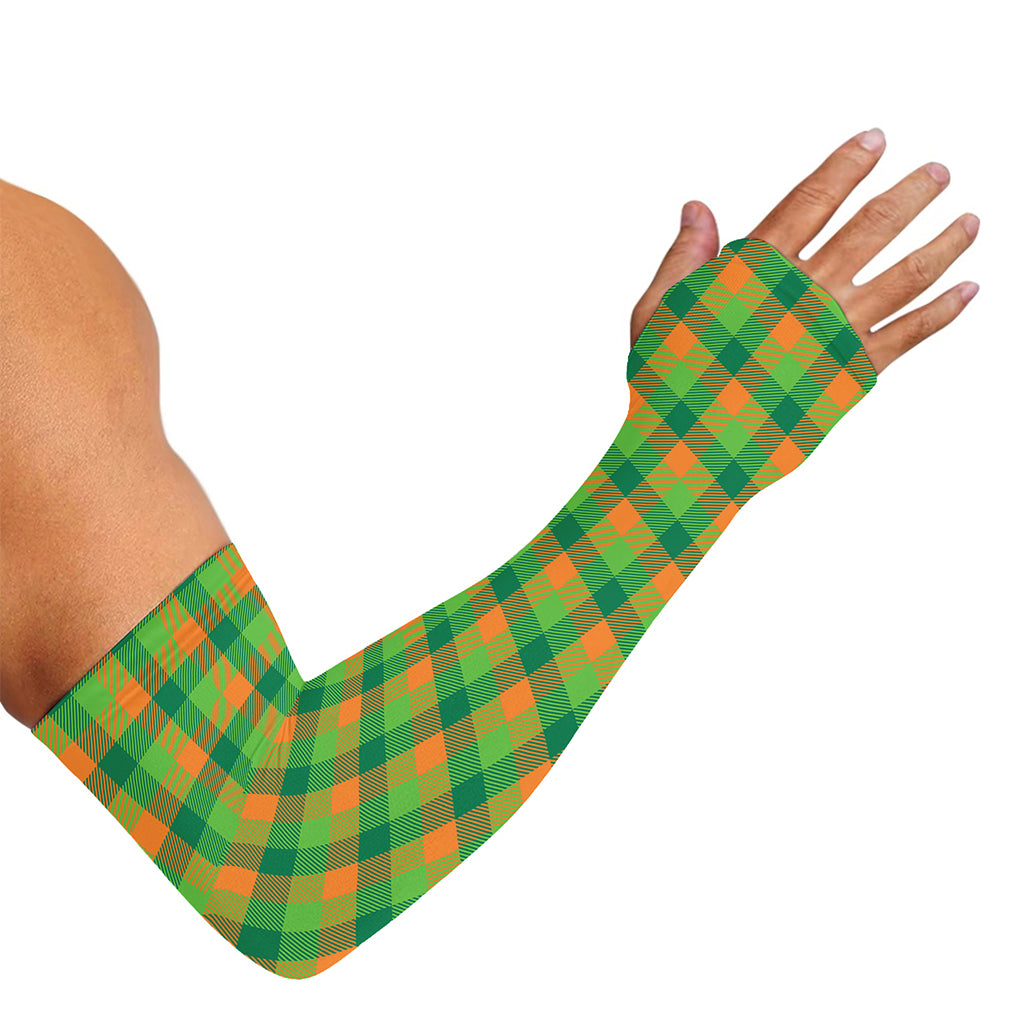 Shamrock Plaid St. Patrick's Day Print Sun Protection Arm Sleeves