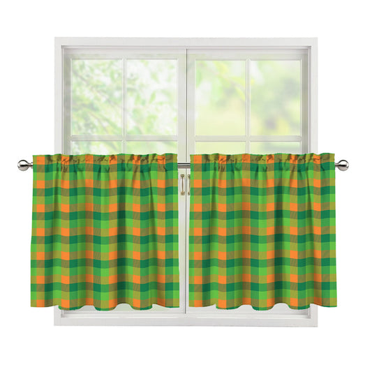 Shamrock Plaid St. Patrick's Day Print Tier Curtains