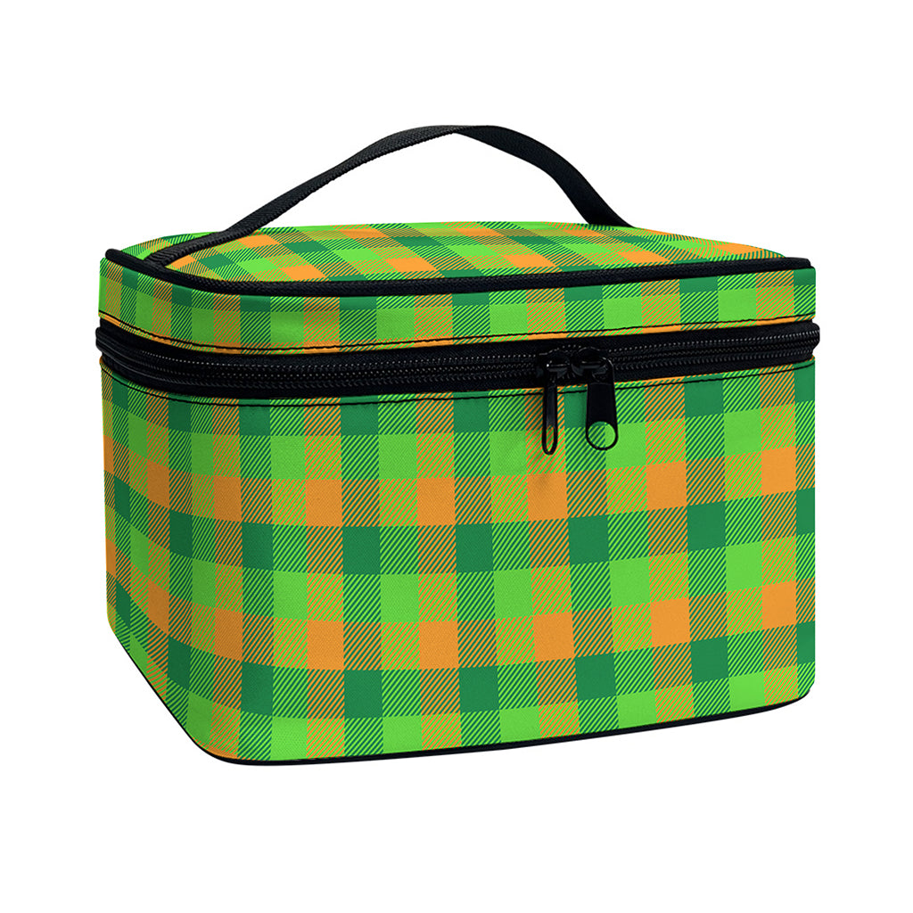 Shamrock Plaid St. Patrick's Day Print Travel Makeup Bag