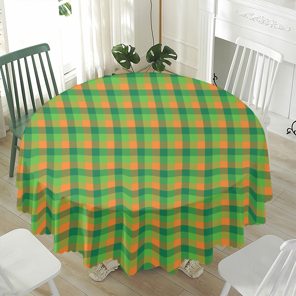 Shamrock Plaid St. Patrick's Day Print Waterproof Round Tablecloth