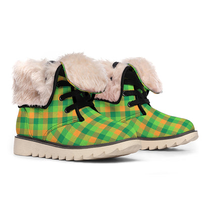 Shamrock Plaid St. Patrick's Day Print Winter Boots