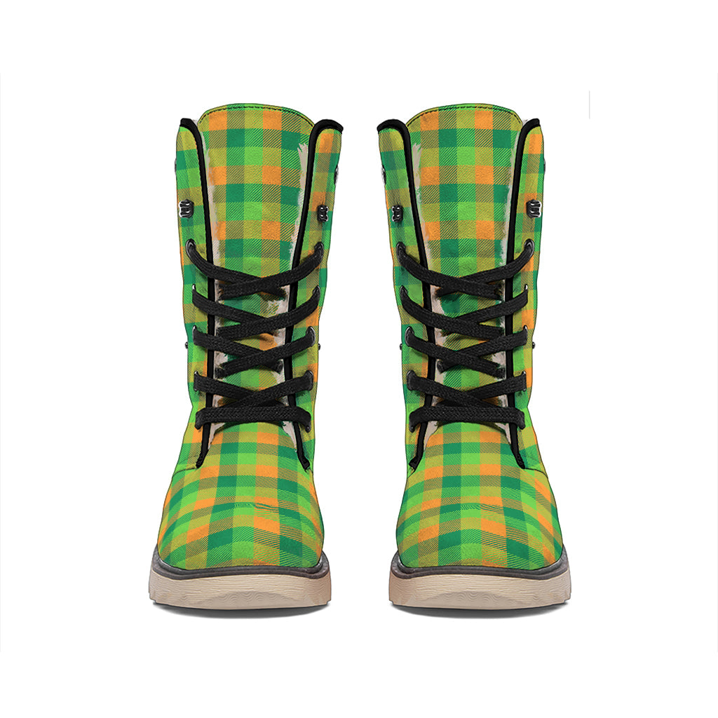 Shamrock Plaid St. Patrick's Day Print Winter Boots