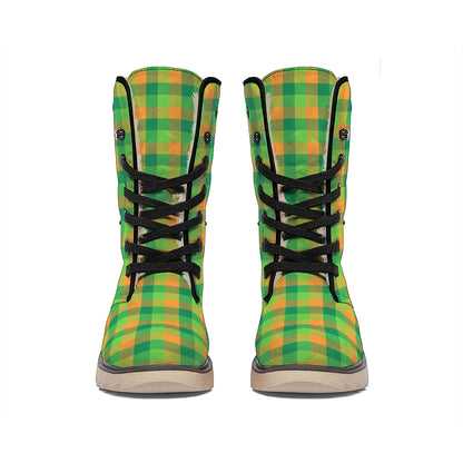 Shamrock Plaid St. Patrick's Day Print Winter Boots