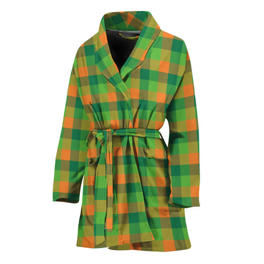Shamrock Plaid St. Patrick's Day Print Women's Bathrobe