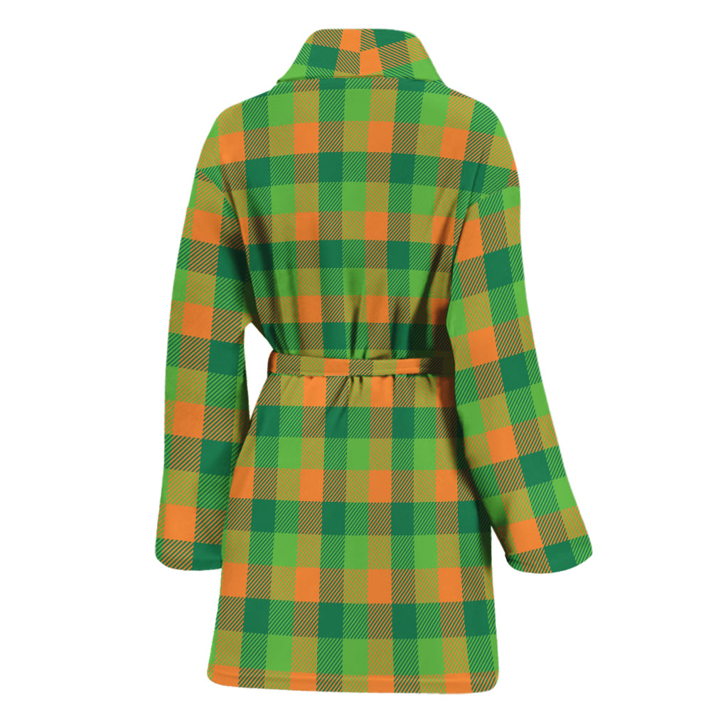 Shamrock Plaid St. Patrick's Day Print Women's Bathrobe