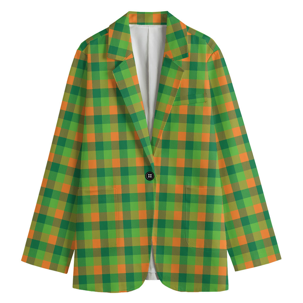 Shamrock Plaid St. Patrick's Day Print Women's Blazer