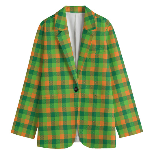 Shamrock Plaid St. Patrick's Day Print Women's Blazer