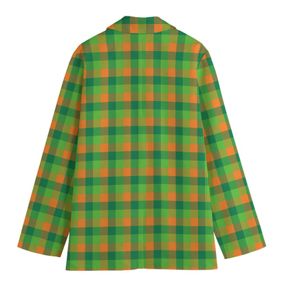 Shamrock Plaid St. Patrick's Day Print Women's Blazer
