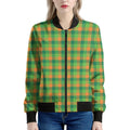 Shamrock Plaid St. Patrick's Day Print Women's Bomber Jacket