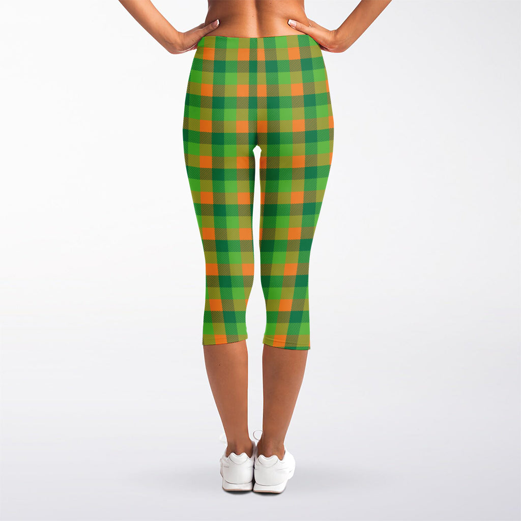 Shamrock Plaid St. Patrick's Day Print Women's Capri Leggings