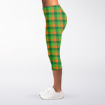 Shamrock Plaid St. Patrick's Day Print Women's Capri Leggings