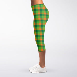 Shamrock Plaid St. Patrick's Day Print Women's Capri Leggings